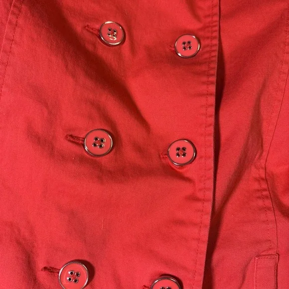 Girls 7/8 Crazy 8 Red Double Breasted Rain Coat Missing Tie belt pockets - Picture 3 of 6